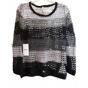 NEW PETE women's fishnet sweater in black